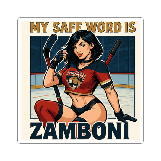 Zamboni Is My Safe Word Sexy Hockey Kiss-Cut Stickers: My Safe Word is Zamboni, Fun Ice Hockey Stickers, Sports Decor, Unique Gift, Laptop Decals