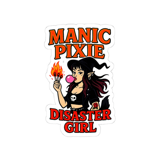 Manic Pixie Disaster Girl Stickers, Vintage Aesthetic Decal, Witchy Laptop Sticker, Alternative Style Decor, Gift for Creatives
