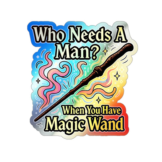 Holographic Wand Stickers, Magical Wand Die-Cut Decals for Skaters, Magic-Themed Gifts, Unique Party Favors, Colorful Decor