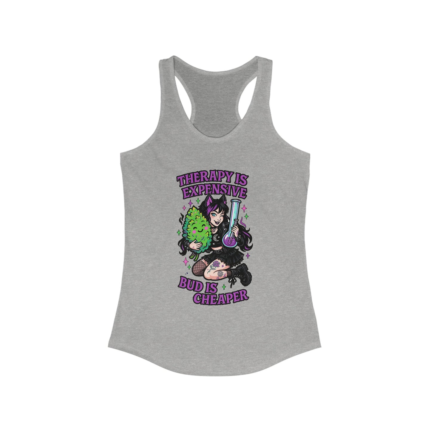Women's Therapy Is Expensive Racerback Tank - Perfect for Yoga, Chill Days, Gift for Stoners, Summer Vibes, Festival Wear