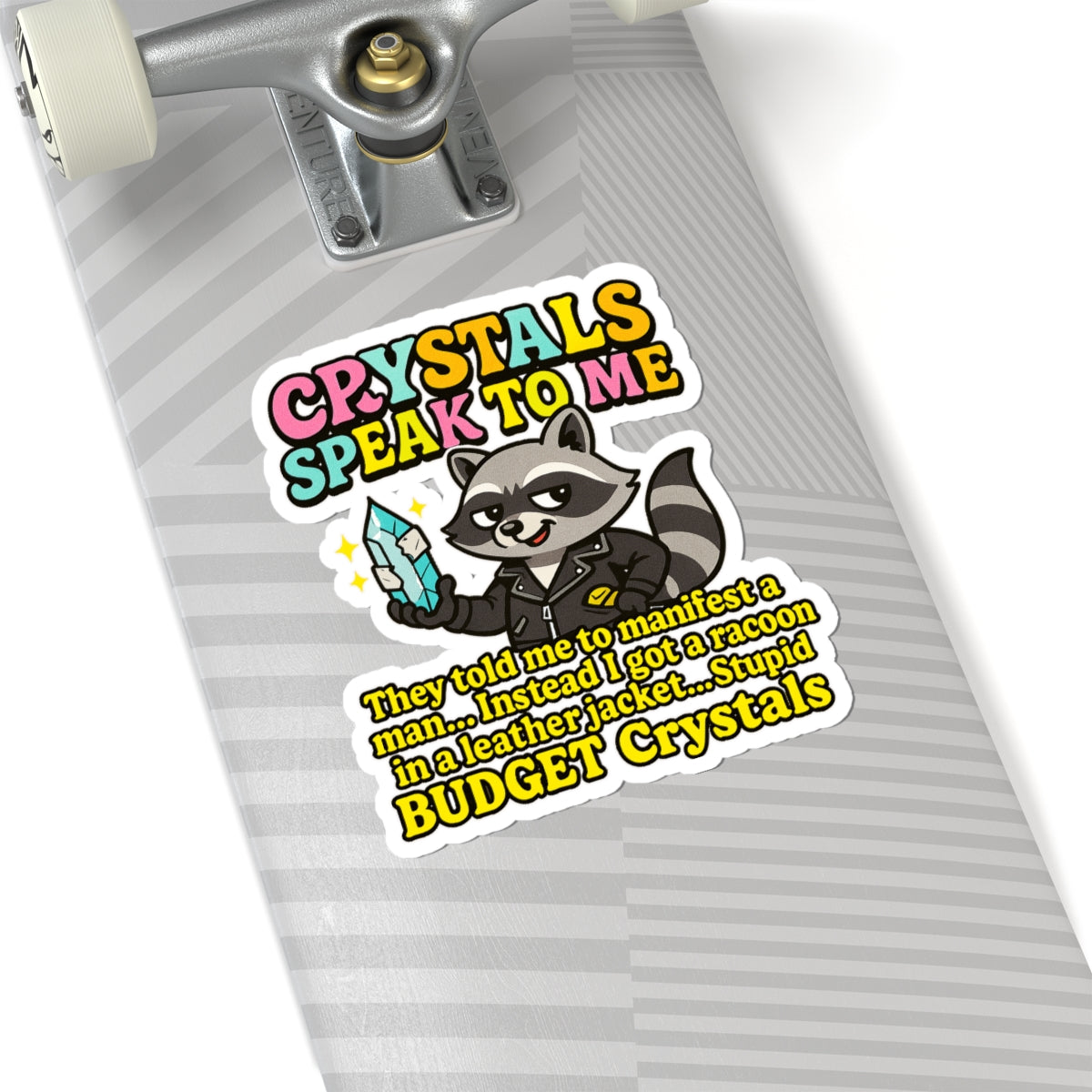 Playful Crystals Sticker, Fun Raccoon Design, Laptop Decal, Budget Crystals Decor, Unique Gift for Crystal Lovers