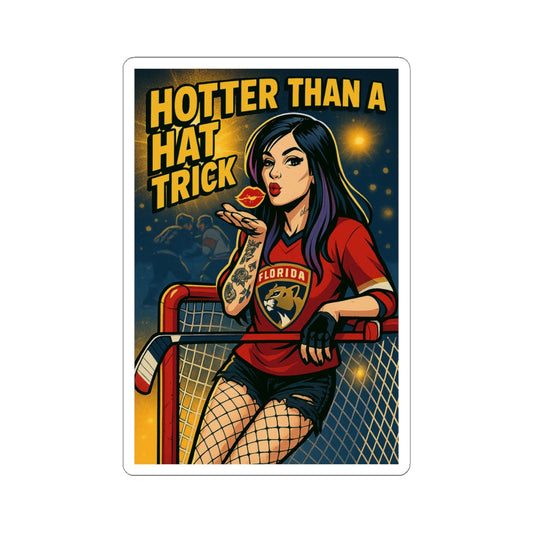 Vintage Hockey Kiss-Cut Stickers | Hotter Than a Hat Trick | Sports Decor, Gift for Hockey Lovers, Fun Laptop Decor, Team Spirit, Unique Art