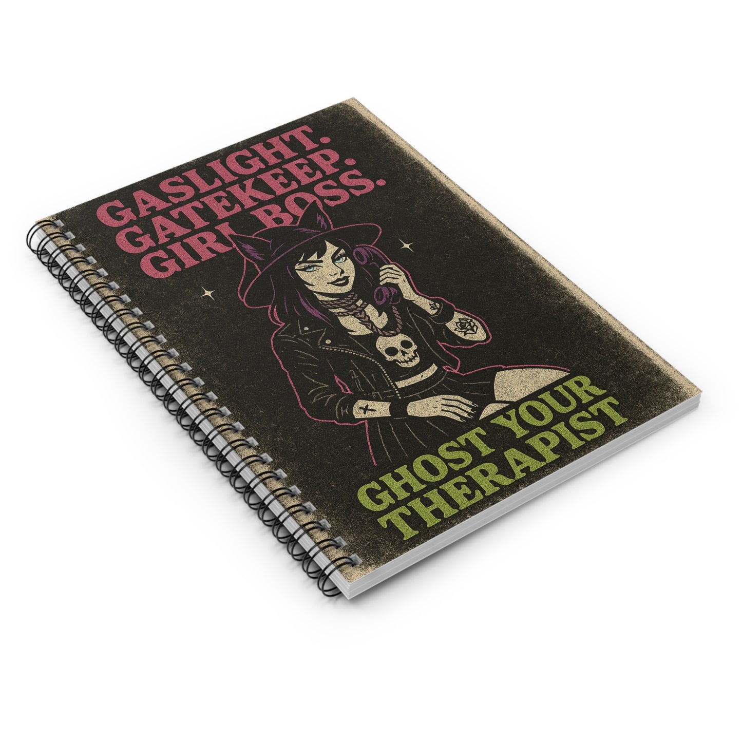 Put All Your Intrusive Thoughts In Me! 4 G's Gothic Spiral Notebook - Witchy Vibes, Perfect for Journal Lovers, Ideal for Note Takers, Cute Gifts for Students, Halloween Stationery