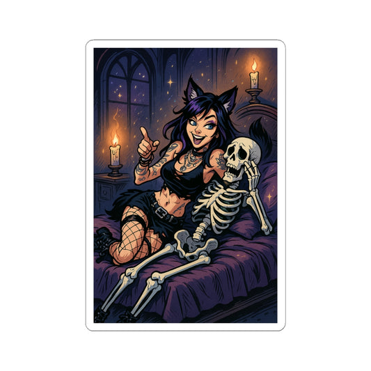 Whimsical Kiss-Cut Stickers, Gothic Décor, Halloween Party Decor, Cute Cat Girl, Laptop Stickers, Dark Vibes, Spooky Stickers