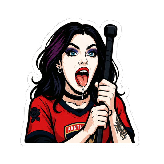 Florida Panthers Girl Bold Kiss-Cut Stickers - Edgy Art for Laptops, Water Bottles, Journals, Gifts, Halloween Decor