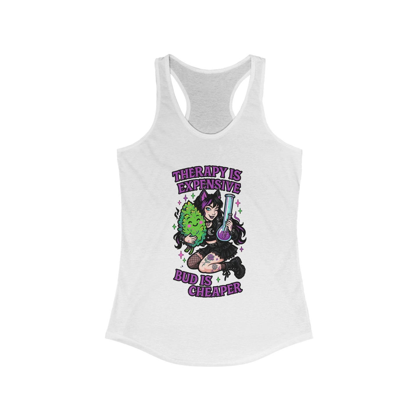 Women's Therapy Is Expensive Racerback Tank - Perfect for Yoga, Chill Days, Gift for Stoners, Summer Vibes, Festival Wear