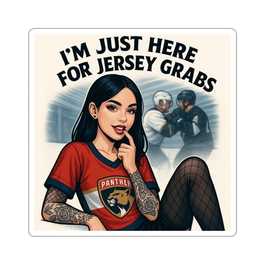 Jersey Grabs Kiss-Cut Stickers, Fun Sports Stickers, Laptop Décor, Gift for Hockey Fans, Quirky Collectible Stickers