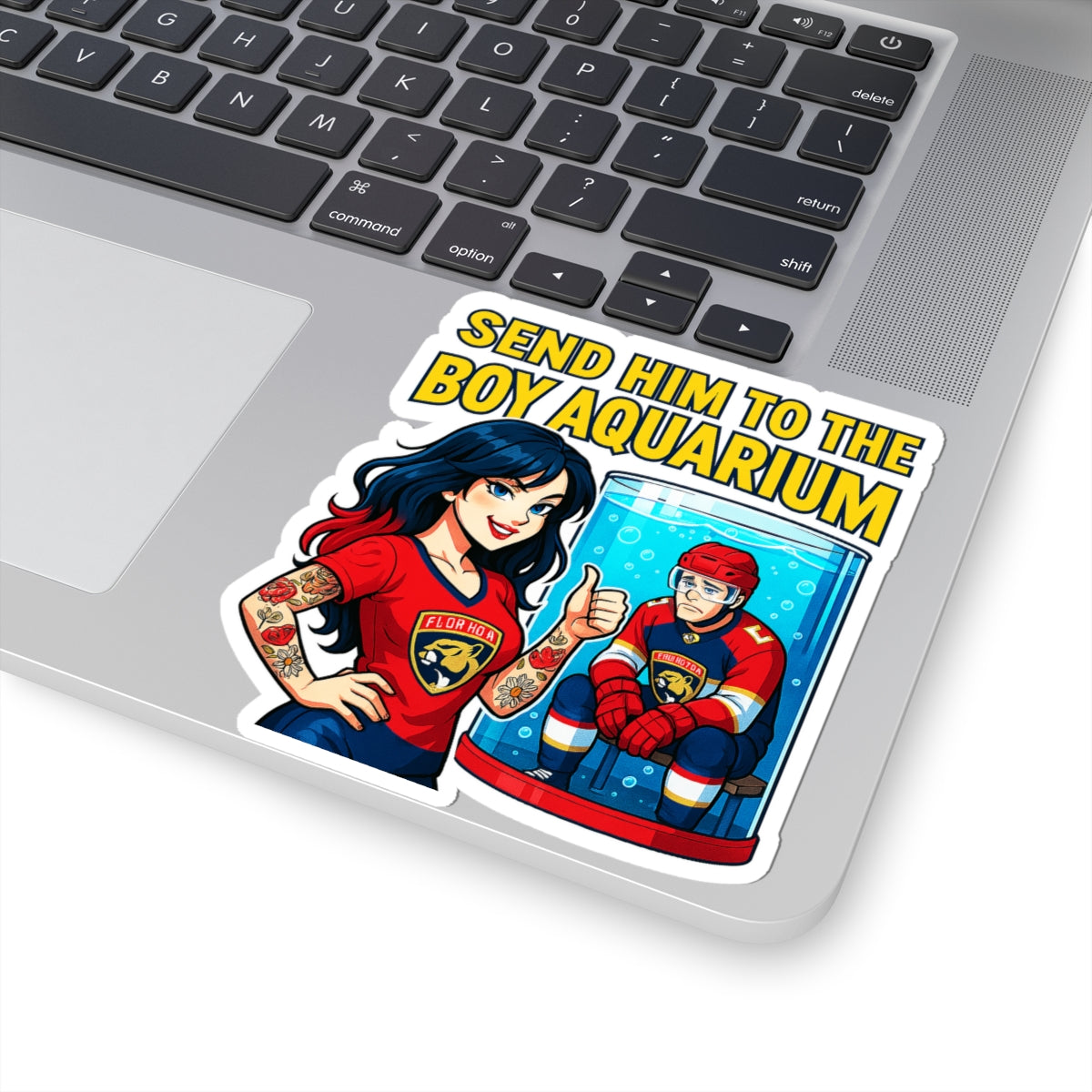 Fun Kiss-Cut Stickers, Cute Laptop Decals, Boy Aquarium Humor, Funny Gift for Friends, Sticker for Water Bottles