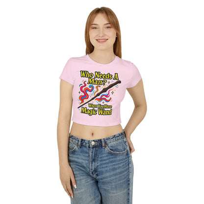 Magic Wand Women's Baby Tee, Cute Graphic Tee, Funny Slogan Shirt, Gift for Her, Casual Wear, Birthday Gift, Trendy Fashion