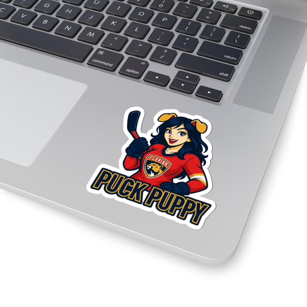 Puck Puppy Kiss-Cut Stickers, Sports Team Stickers, Hockey Fan Decals, Laptop Decor, Cute Animal Stickers, Gift for Him/Her, Playful Decor