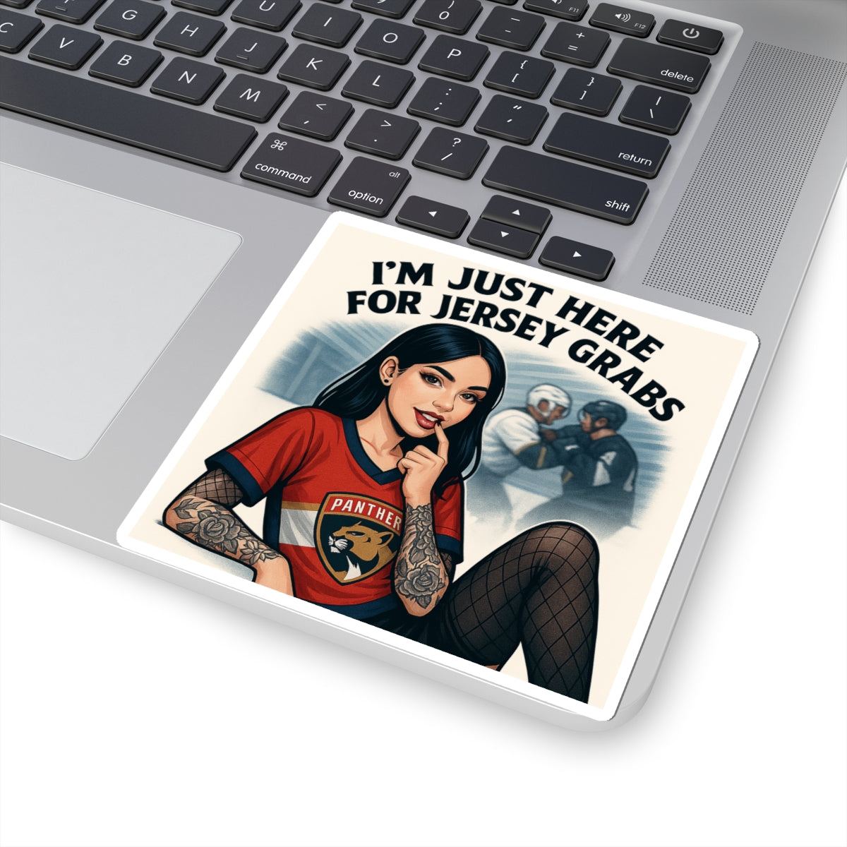 Jersey Grabs Kiss-Cut Stickers, Fun Sports Stickers, Laptop Décor, Gift for Hockey Fans, Quirky Collectible Stickers