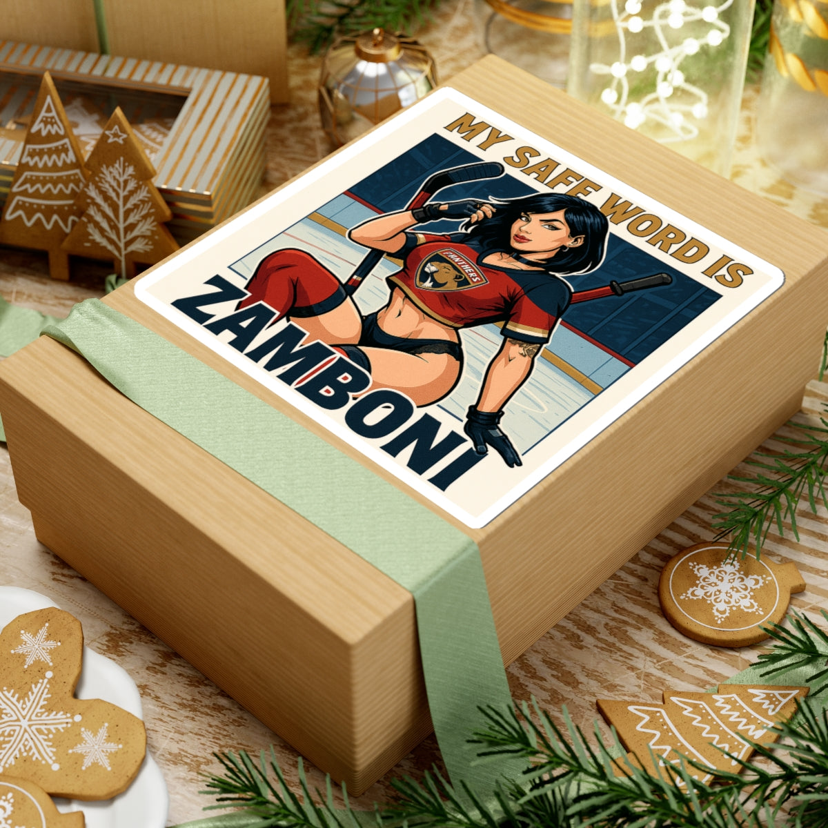 Zamboni Is My Safe Word Sexy Hockey Kiss-Cut Stickers: My Safe Word is Zamboni, Fun Ice Hockey Stickers, Sports Decor, Unique Gift, Laptop Decals