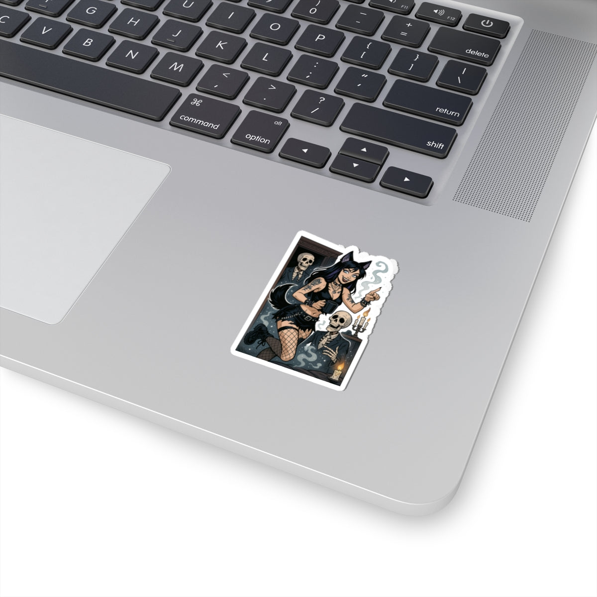 Gothic Catgirl Kiss-Cut Stickers | Spooky Decor, Witchy Gifts, Laptop Stickers, Halloween Vibes, Art Stickers
