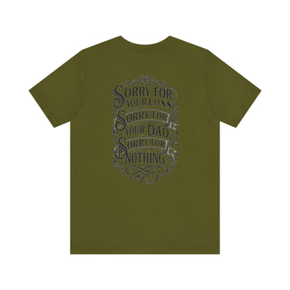 Dead Dads Club Sorry Graphic Tee, Unisex Short Sleeve T-Shirt, Halloween Shirt, Edgy Casual Wear, Alternative Fashion, Fun Gift Idea