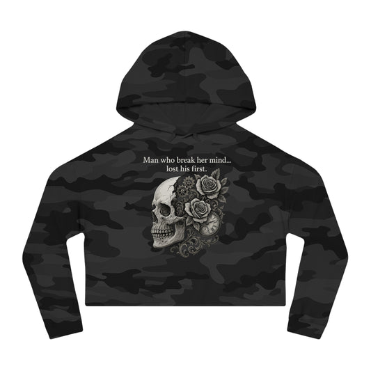 SURVIVOR Cropped Skull Hooded Sweatshirt, Edgy Streetwear, Fall Fashion, Halloween Outfit, Gift for Her, Graphic Sweatshirt