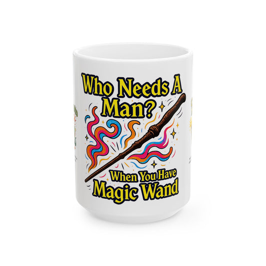 Magic Wand Mug - Fun Gift for Witches, Pottery Coffee Cup, Witchcraft Decor, Cute Wizard Mug, Fantasy Drinkware