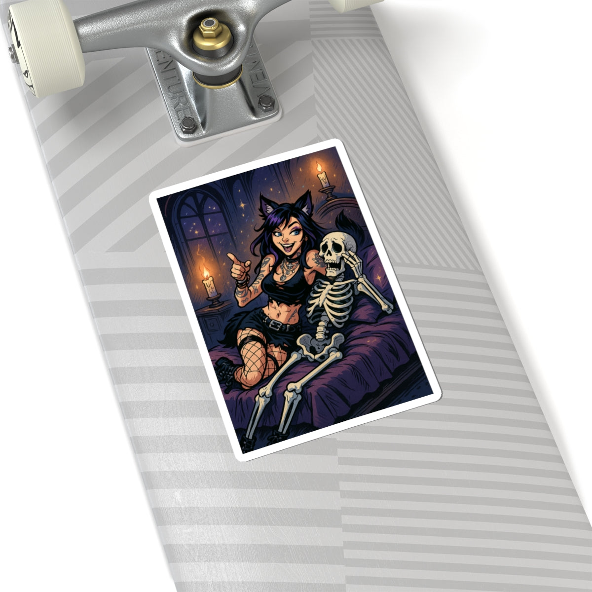 Whimsical Kiss-Cut Stickers, Gothic Décor, Halloween Party Decor, Cute Cat Girl, Laptop Stickers, Dark Vibes, Spooky Stickers