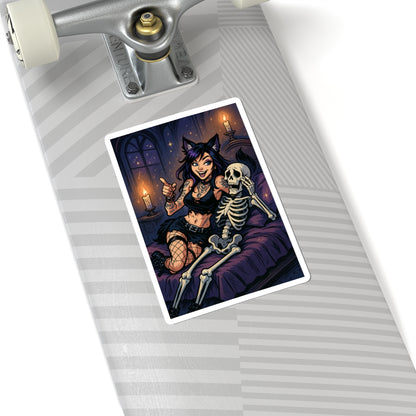 Whimsical Kiss-Cut Stickers, Gothic Décor, Halloween Party Decor, Cute Cat Girl, Laptop Stickers, Dark Vibes, Spooky Stickers