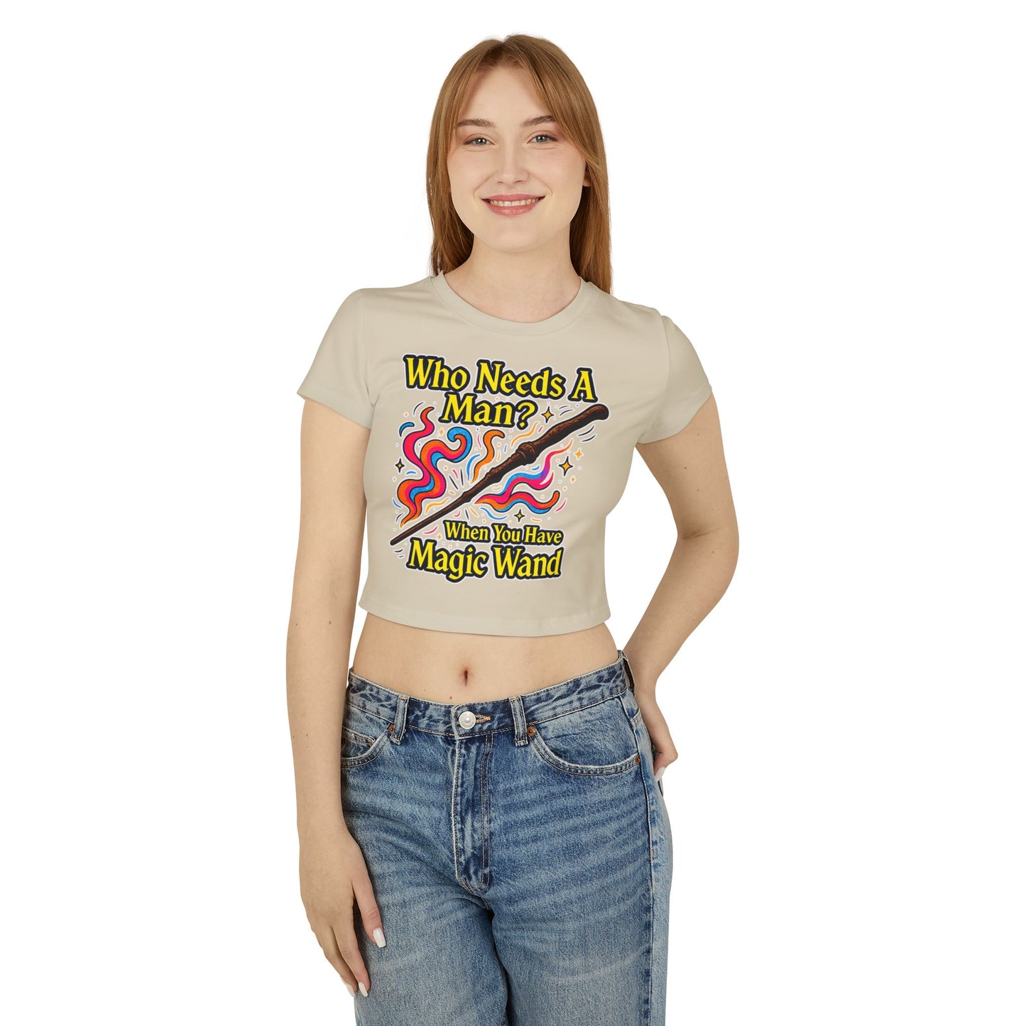 Magic Wand Women's Baby Tee, Cute Graphic Tee, Funny Slogan Shirt, Gift for Her, Casual Wear, Birthday Gift, Trendy Fashion