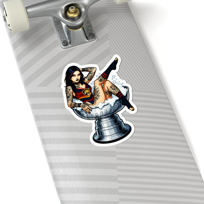 Tattooed Beauty Kiss-Cut Stickers, Unique Stickers for Decor, Laptop Stickers, Gift for Tattoo Lovers, Fun Cup Design