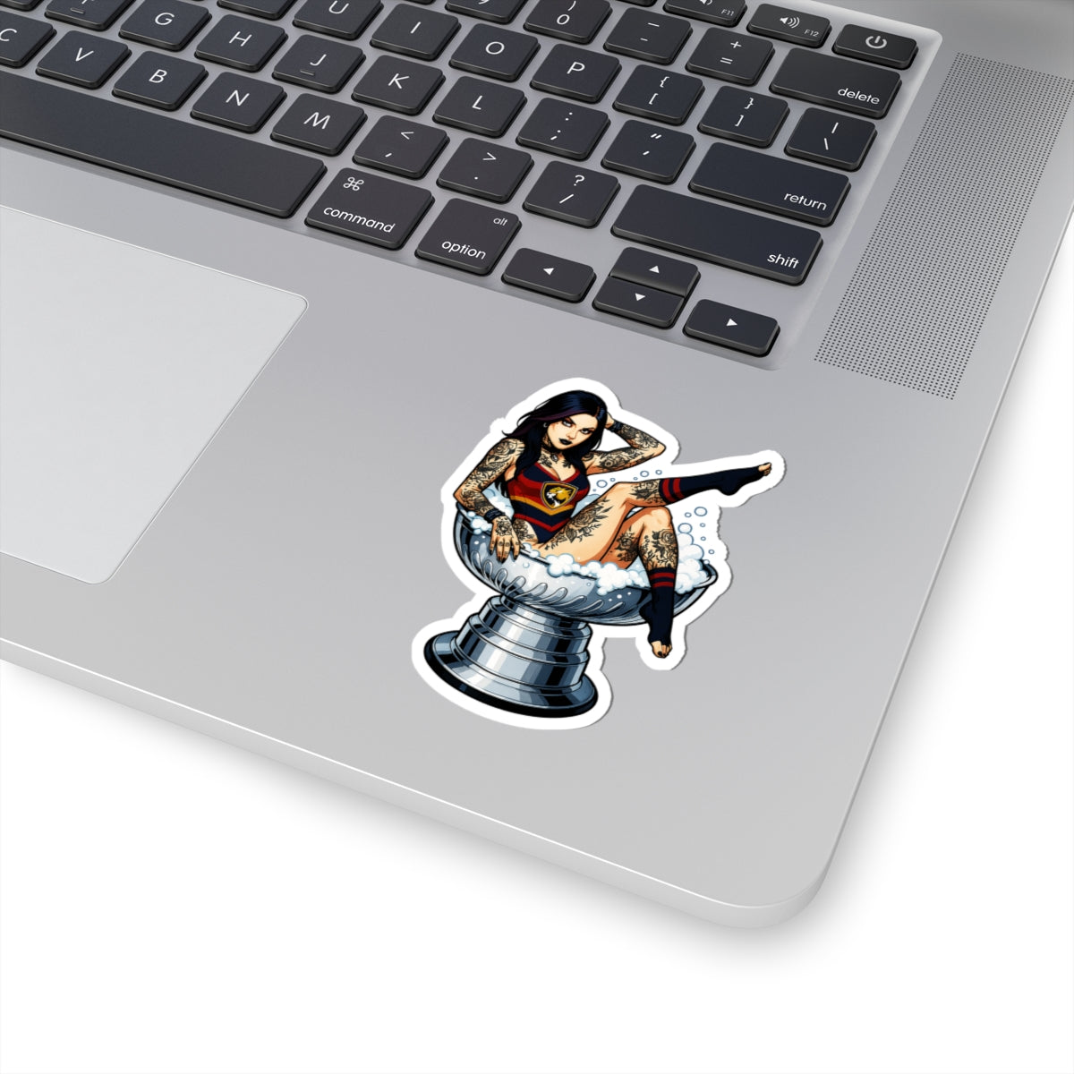 Tattooed Beauty Kiss-Cut Stickers, Unique Stickers for Decor, Laptop Stickers, Gift for Tattoo Lovers, Fun Cup Design