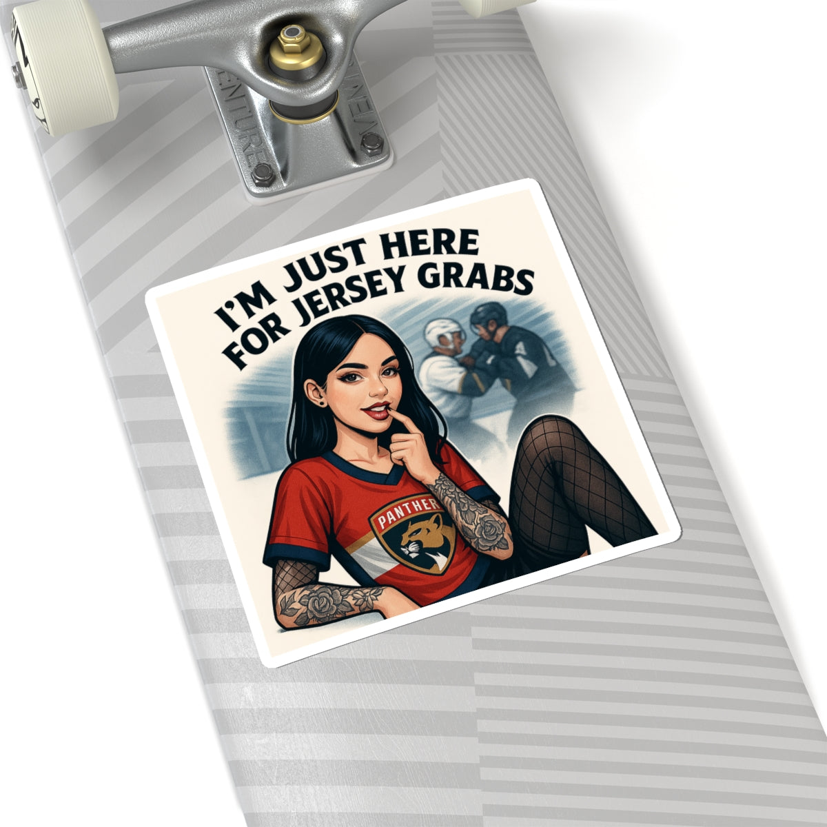 Jersey Grabs Kiss-Cut Stickers, Fun Sports Stickers, Laptop Décor, Gift for Hockey Fans, Quirky Collectible Stickers