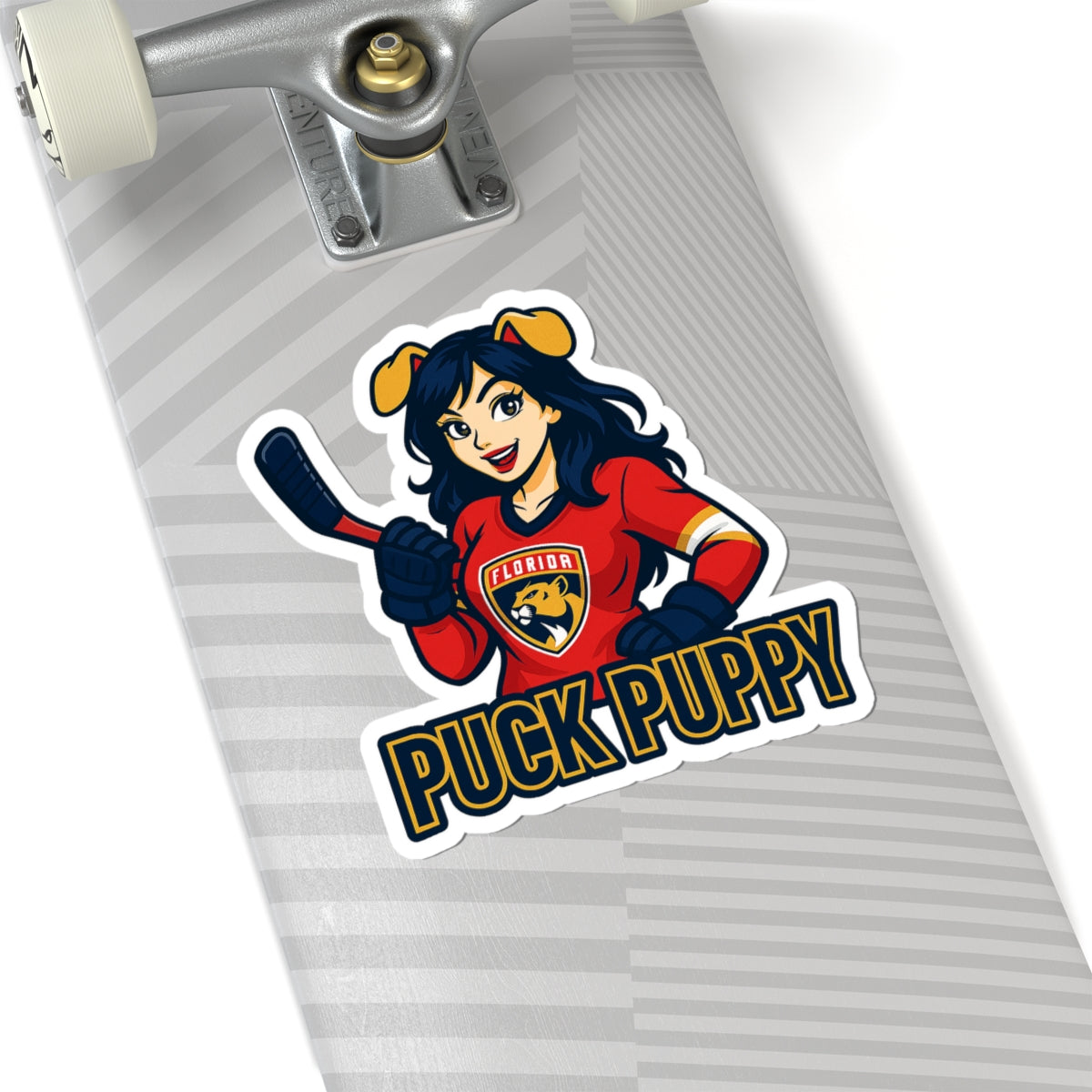 Puck Puppy Kiss-Cut Stickers, Sports Team Stickers, Hockey Fan Decals, Laptop Decor, Cute Animal Stickers, Gift for Him/Her, Playful Decor