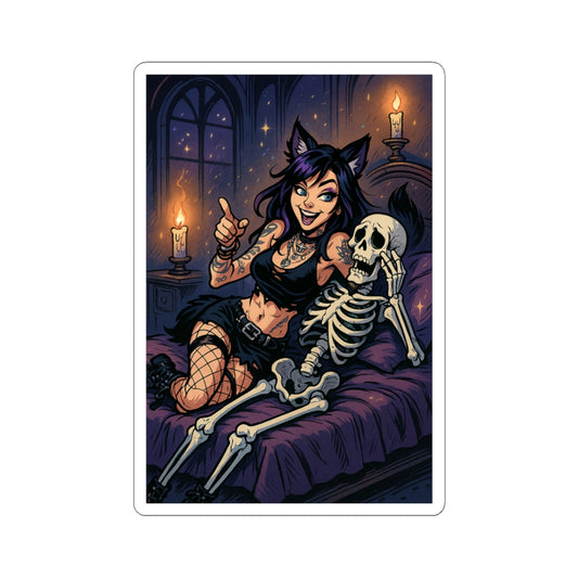Whimsical Kiss-Cut Stickers, Gothic Décor, Halloween Party Decor, Cute Cat Girl, Laptop Stickers, Dark Vibes, Spooky Stickers