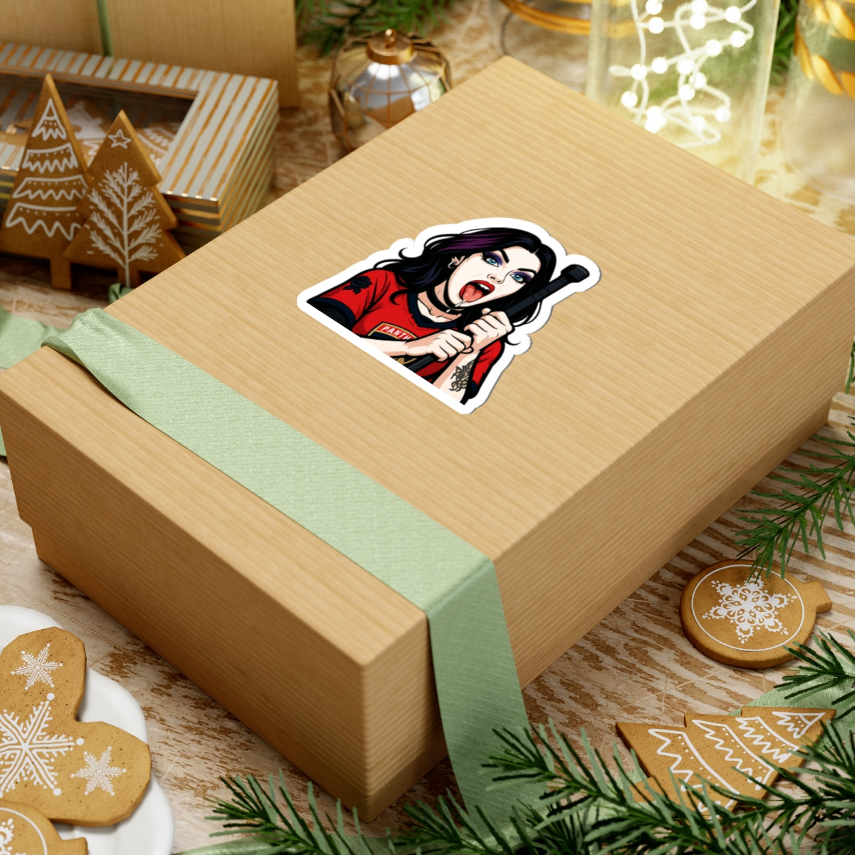 Florida Panthers Girl Bold Kiss-Cut Stickers - Edgy Art for Laptops, Water Bottles, Journals, Gifts, Halloween Decor