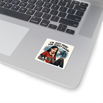 Jersey Grabs Kiss-Cut Stickers, Fun Sports Stickers, Laptop Décor, Gift for Hockey Fans, Quirky Collectible Stickers