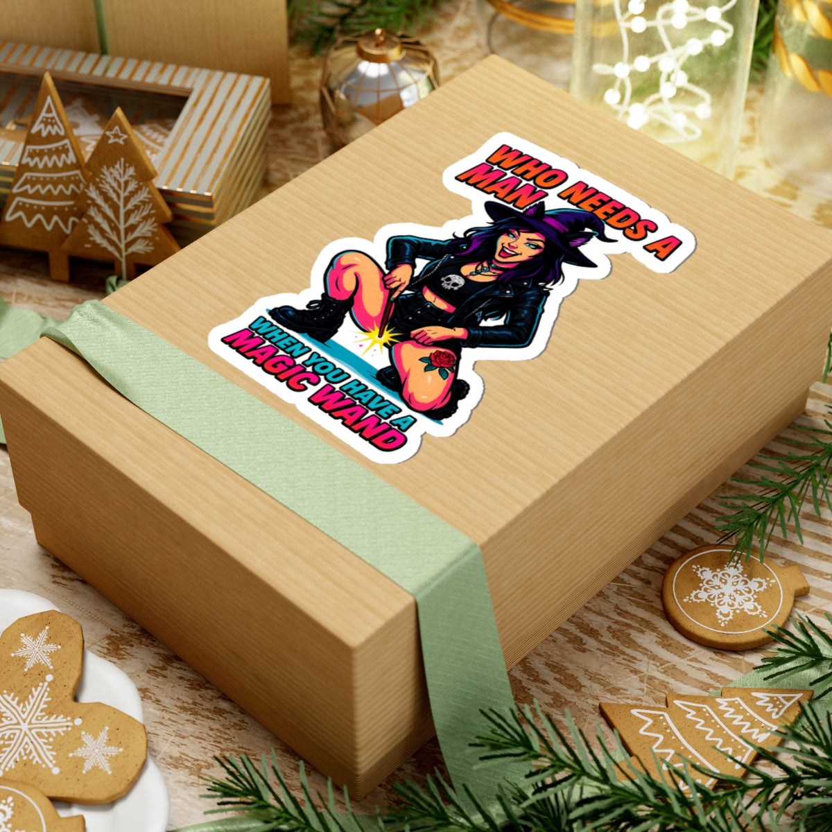 Who Needs A Man When You Have A Magic Wand Naughty Witch Harry Potter After Dark Kiss-Cut Stickers, Witchy Stickers for Laptop, Fun Decor, Halloween Gifts, Sassy Art