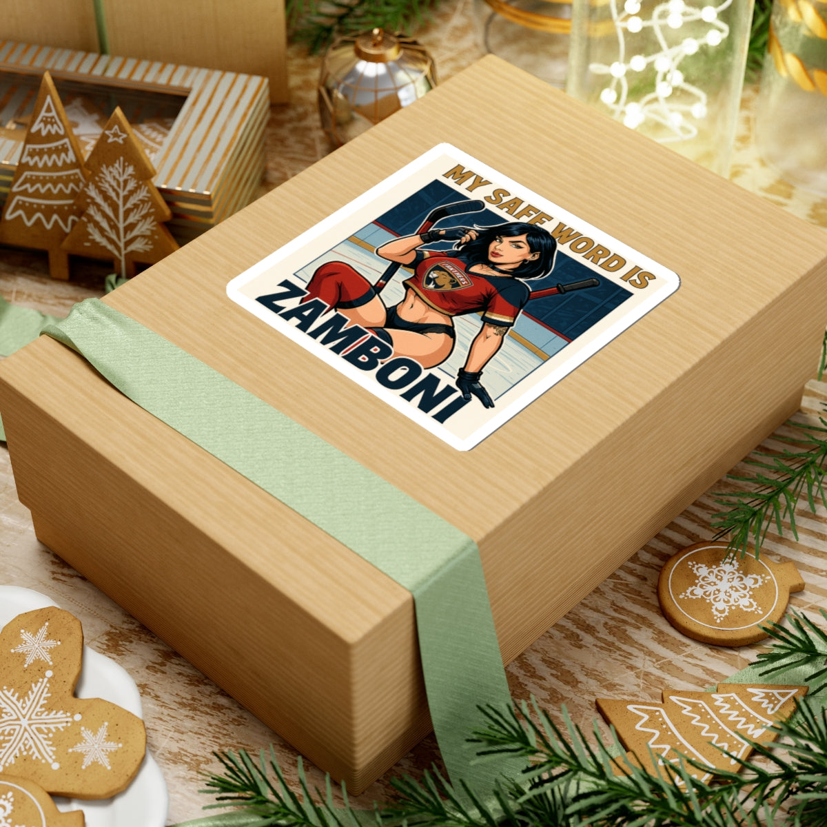 Zamboni Is My Safe Word Sexy Hockey Kiss-Cut Stickers: My Safe Word is Zamboni, Fun Ice Hockey Stickers, Sports Decor, Unique Gift, Laptop Decals