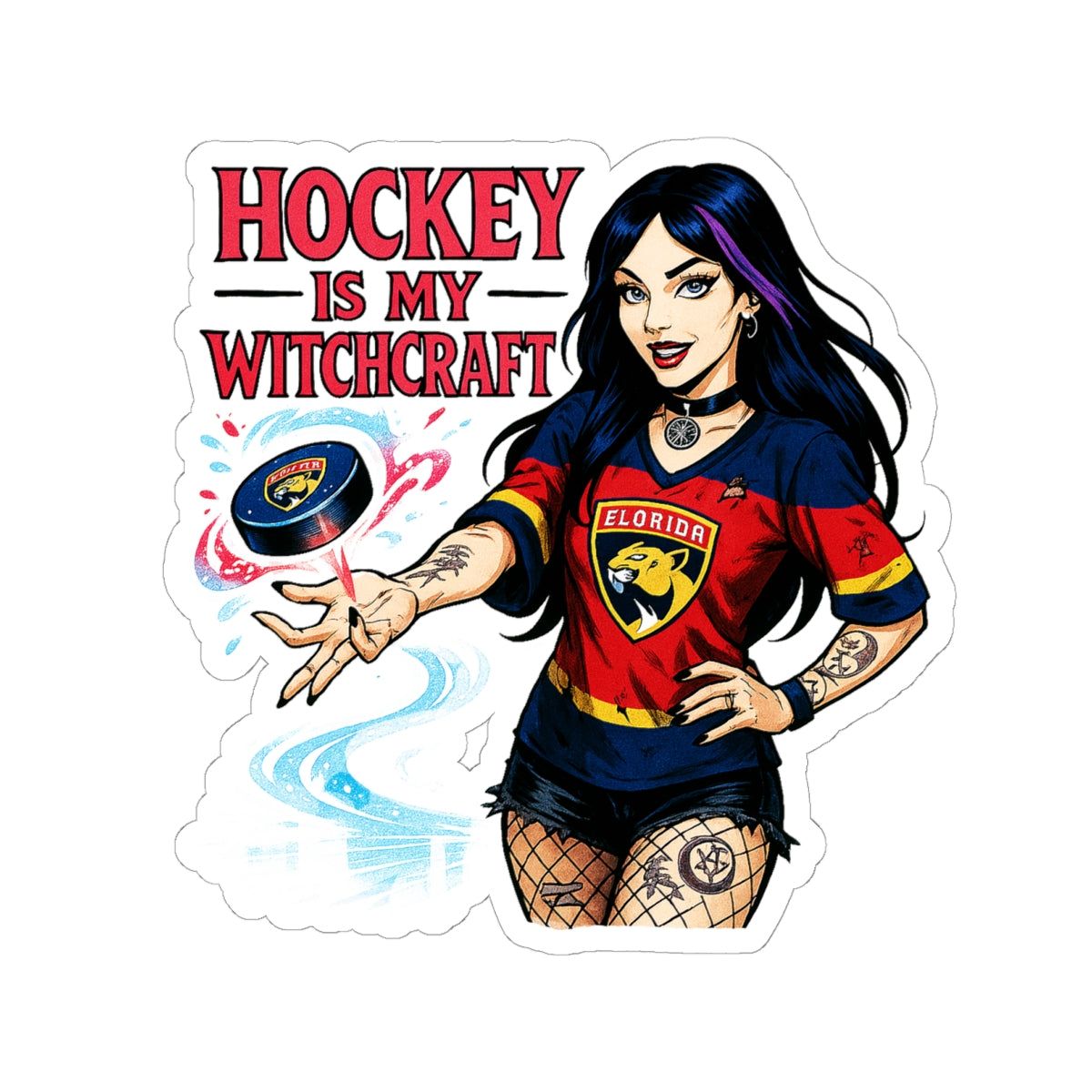 Witchcraft Hockey Stickers, Fun Decals, Sports Fan Gifts, Laptop Decor, Halloween Accessories