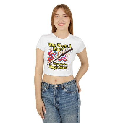 Magic Wand Women's Baby Tee, Cute Graphic Tee, Funny Slogan Shirt, Gift for Her, Casual Wear, Birthday Gift, Trendy Fashion