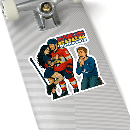 Hockey Fan Kiss-Cut Stickers, Sports Decor, Team Spirit, Gift for Fans, Fun Illustrations, Laptop Decals, Party Favors