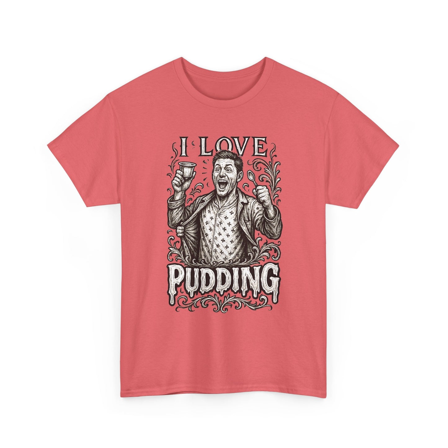 I Love Pudding Couples Shirt Unisex Heavy Cotton Tee, Funny Graphic T-Shirt, Gift for Food Lovers, Casual Wear, Unique Pudding Apparel, Sweet Treat Humor