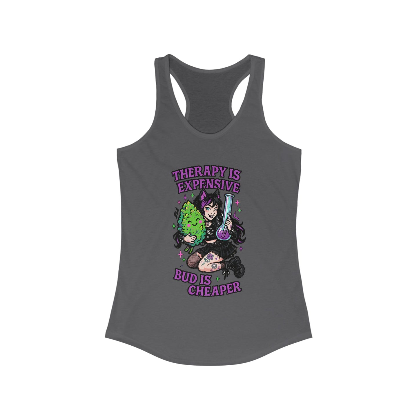 Women's Therapy Is Expensive Racerback Tank - Perfect for Yoga, Chill Days, Gift for Stoners, Summer Vibes, Festival Wear