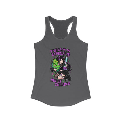 Women's Therapy Is Expensive Racerback Tank - Perfect for Yoga, Chill Days, Gift for Stoners, Summer Vibes, Festival Wear