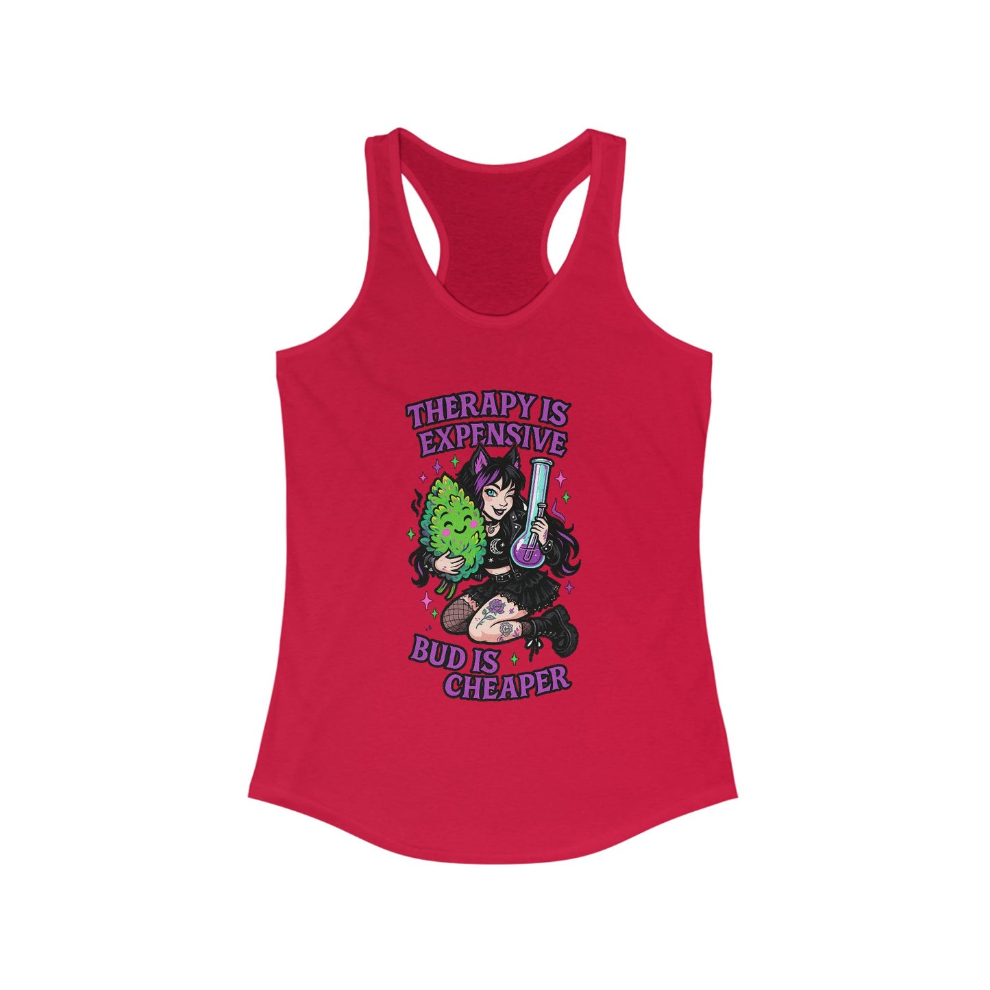 Women's Therapy Is Expensive Racerback Tank - Perfect for Yoga, Chill Days, Gift for Stoners, Summer Vibes, Festival Wear