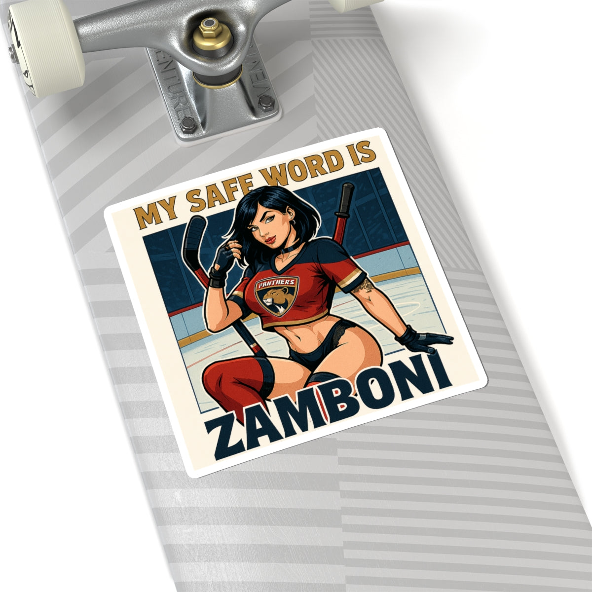Zamboni Is My Safe Word Sexy Hockey Kiss-Cut Stickers: My Safe Word is Zamboni, Fun Ice Hockey Stickers, Sports Decor, Unique Gift, Laptop Decals