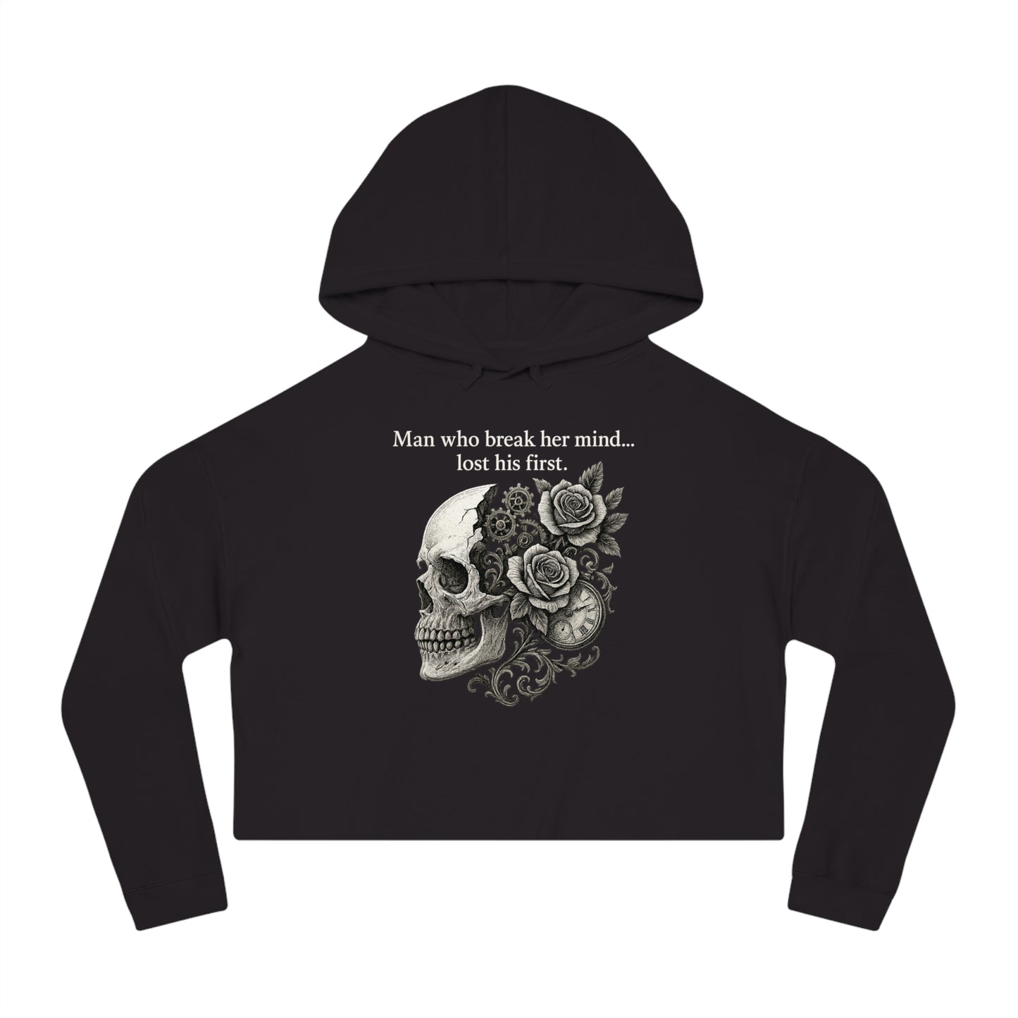 SURVIVOR Cropped Skull Hooded Sweatshirt, Edgy Streetwear, Fall Fashion, Halloween Outfit, Gift for Her, Graphic Sweatshirt