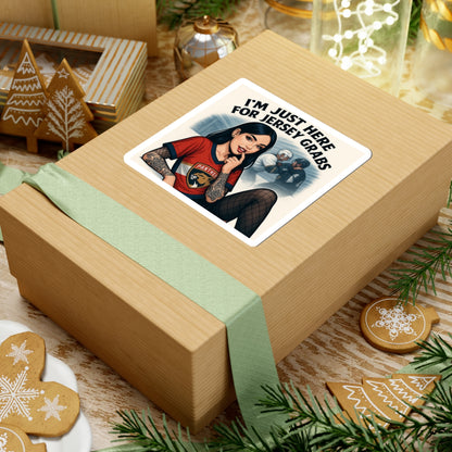 Jersey Grabs Kiss-Cut Stickers, Fun Sports Stickers, Laptop Décor, Gift for Hockey Fans, Quirky Collectible Stickers