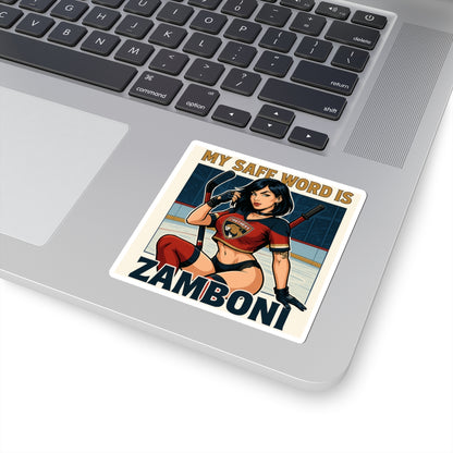 Zamboni Is My Safe Word Sexy Hockey Kiss-Cut Stickers: My Safe Word is Zamboni, Fun Ice Hockey Stickers, Sports Decor, Unique Gift, Laptop Decals